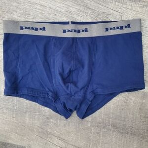 PAPI Men’s Navy Blue Stretch Boxer Briefs with Gray Logo Waistband
